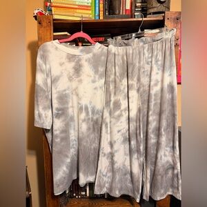 Dressed in Lala Tie-Dye Ribbed Set in Light Gray